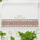 Red Gold Star Flower Border White Customized Wudhu Geschirrtuch (Gefaltet)