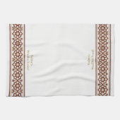 Red Gold Star Flower Border White Customized Wudhu Geschirrtuch (Horizontal)