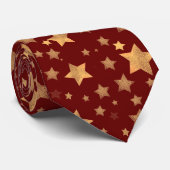 Red Gold Star Muster hell Moderne Weihnachten Krawatte (Gerollt)