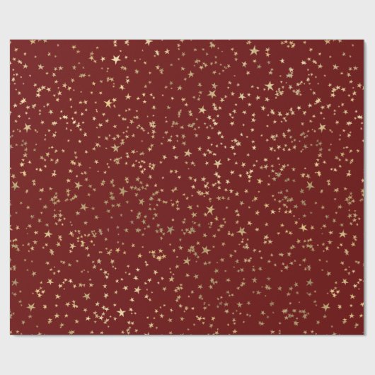 Red Gold Stars Geschenkpapier (Flach)