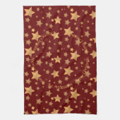 Red Gold Stars Muster Elegant Frohe Weihnachten Geschirrtuch (Vertikal)