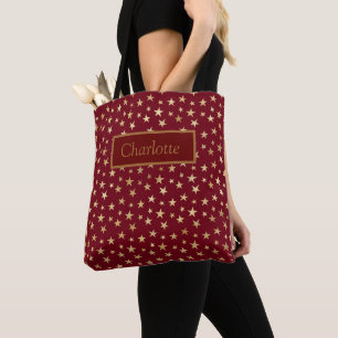 Red Gold Stars Muster Tasche