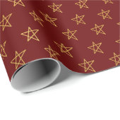 Red Gold Stars Shine Bright Geschenkpapier (Rolleneckpunkt)