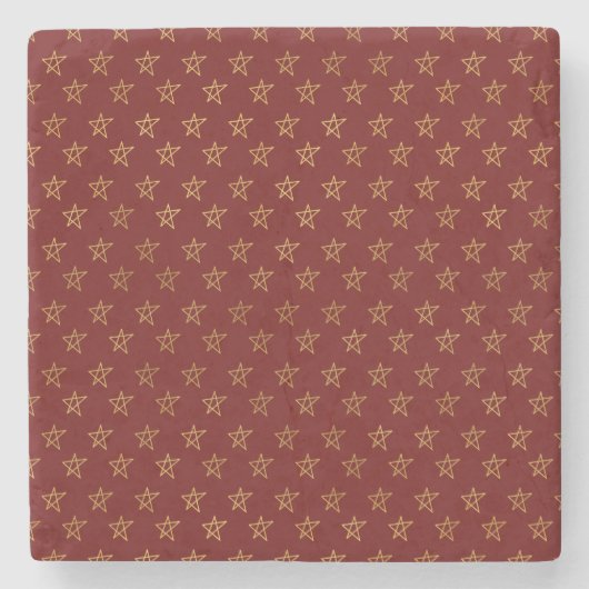 Red Gold Stars Shine Bright Steinuntersetzer (Vorderseite)