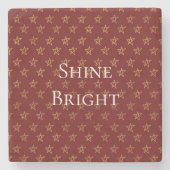 Red Gold Stars Shine Bright Steinuntersetzer (Vorderseite)