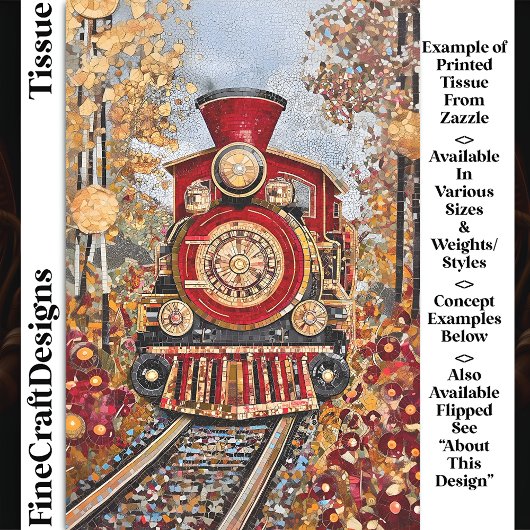Red Gold Steam Train, Mosaik Tiles DH2L Decoupage Seidenpapier