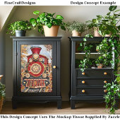 Red Gold Steam Train, Mosaik Tiles DH2L Decoupage Seidenpapier