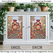 Red Gold Steam Train, Mosaik Tiles DH2R Decoupage Seidenpapier