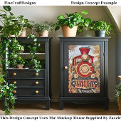 Red Gold Steam Train, Mosaik Tiles DH2R Decoupage Seidenpapier