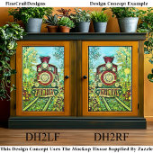 Red Gold Steam Train, Mosaikfliesen DH2RF Decoupag Seidenpapier