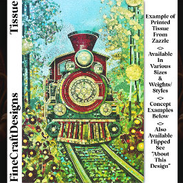 Red Gold Steam Train, Mosaikfliesen DH2RF Decoupag Seidenpapier