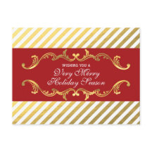 Red & Gold Striped Elegant Ornamental Postcard