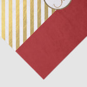 Red Gold Stripes Holiday Monogram Letter Initial Seidenpapier (Ausschnitt)