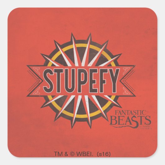 Red & Gold Stupefy Spell Graphic Quadratischer Aufkleber (Vorderseite)