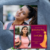 Red Gold Tassel Elegant 2025 Graduation Party Einladung