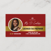 Red & Gold Tax Preparing Accounting Business Card Visitenkarte (Rückseite)