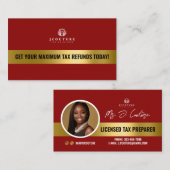 Red & Gold Tax Preparing Accounting Business Card Visitenkarte (Vorne/Hinten)
