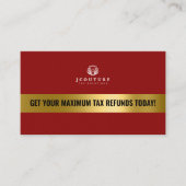 Red & Gold Tax Preparing Accounting Business Card Visitenkarte (Vorderseite)