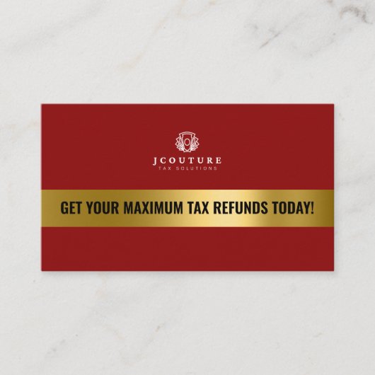 Red & Gold Tax Preparing Accounting Business Card Visitenkarte (Vorderseite)