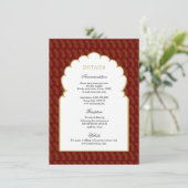 Red & Gold Traditionelle indische Hochzeitsdetails Begleitkarte (Stehend Vorderseite)