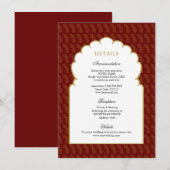 Red & Gold Traditionelle indische Hochzeitsdetails Begleitkarte (Vorne/Hinten)