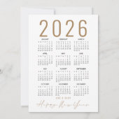 Red Gold Tree 2026 Calendar Merry Christmas Feiertagskarte (Rückseite)