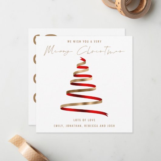 Red Gold Tree 2026 Kalender Frohe Weihnachten Mitteilungskarte (Vorderseite/Rückseite Beispiel)