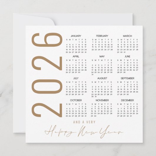 Red Gold Tree 2026 Kalender Frohe Weihnachten Mitteilungskarte (Rückseite)