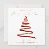 Red Gold Tree 2026 Kalender Frohe Weihnachten Mitteilungskarte (Vorderseite)