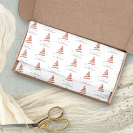 Red Gold Tree Muster Name Frohe Weihnachten Seidenpapier