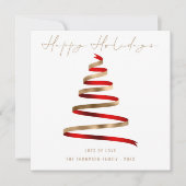 Red Gold Tree Photo Christmas Happy holidays Mitteilungskarte (Vorderseite)