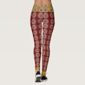 Red Gold Trendfarbene Abstrakte Leggings (Rückseite)