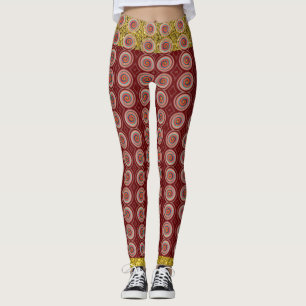 Red Gold Trendfarbene Abstrakte Leggings