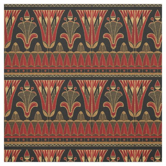 Red Gold und Black Art Déco Stoff (Muster)