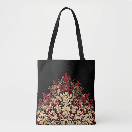 Red Gold und Black Damask Tasche (Vorderseite)
