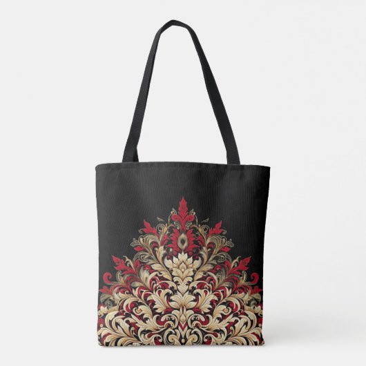 Red Gold und Black Damask Tasche (Rückseite)