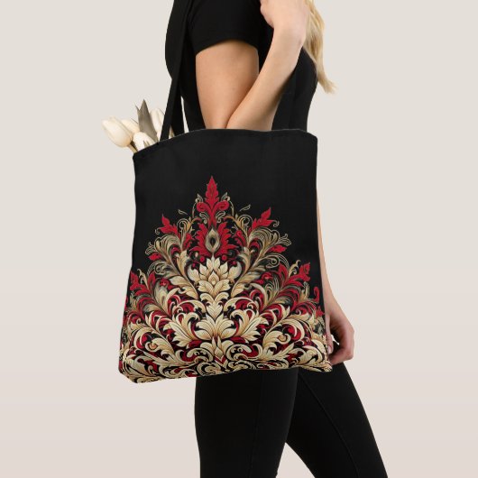 Red Gold und Black Damask Tasche (Von Nahem)