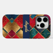 Red Gold und Blue Squares Case-Mate iPhone Hülle (Rückseite (Horizontal))
