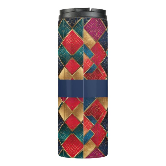 Red Gold und Blue Squares Thermosbecher (Rückseite)