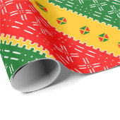 Red Gold und Green Mudcloudtribal Muster Geschenkpapier (Rolleneckpunkt)