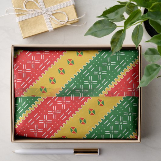 Red Gold und Green Mudcloudtribal Muster Seidenpapier (Geschenk)