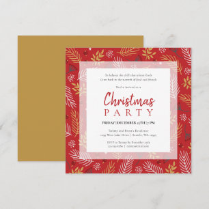Red Gold und White Christmas Folies Feier Einladung