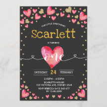 Red Gold Valentines Sweetheart 1. Geburtstag