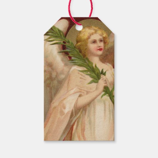 Red Gold Viktorianischer Weihnachtsangel Geschenkanhänger (Vorderseite)