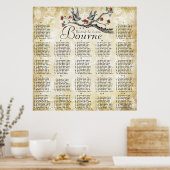 Red & Gold Vintag Birds Empfang Seetabelle Poster (Küche)