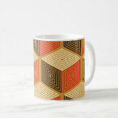 Red Gold Vintag Cube Muster Kaffeetasse (VorderseiteRechts)