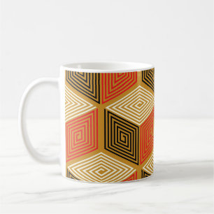 Red Gold Vintag Cube Muster Kaffeetasse