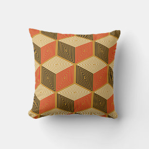 Red Gold Vintag Cube Muster Kissen
