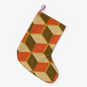 Red Gold Vintag Cube Muster Kleiner Weihnachtsstrumpf (Vorderansicht (hängend))