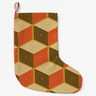 Red Gold Vintag Cube Muster Kleiner Weihnachtsstrumpf